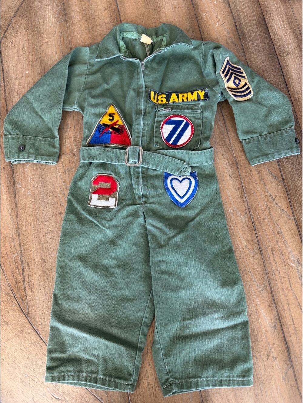Vintage 1950s/60s child Army flight suit jumpsuit utility w/patches Ideal Lady